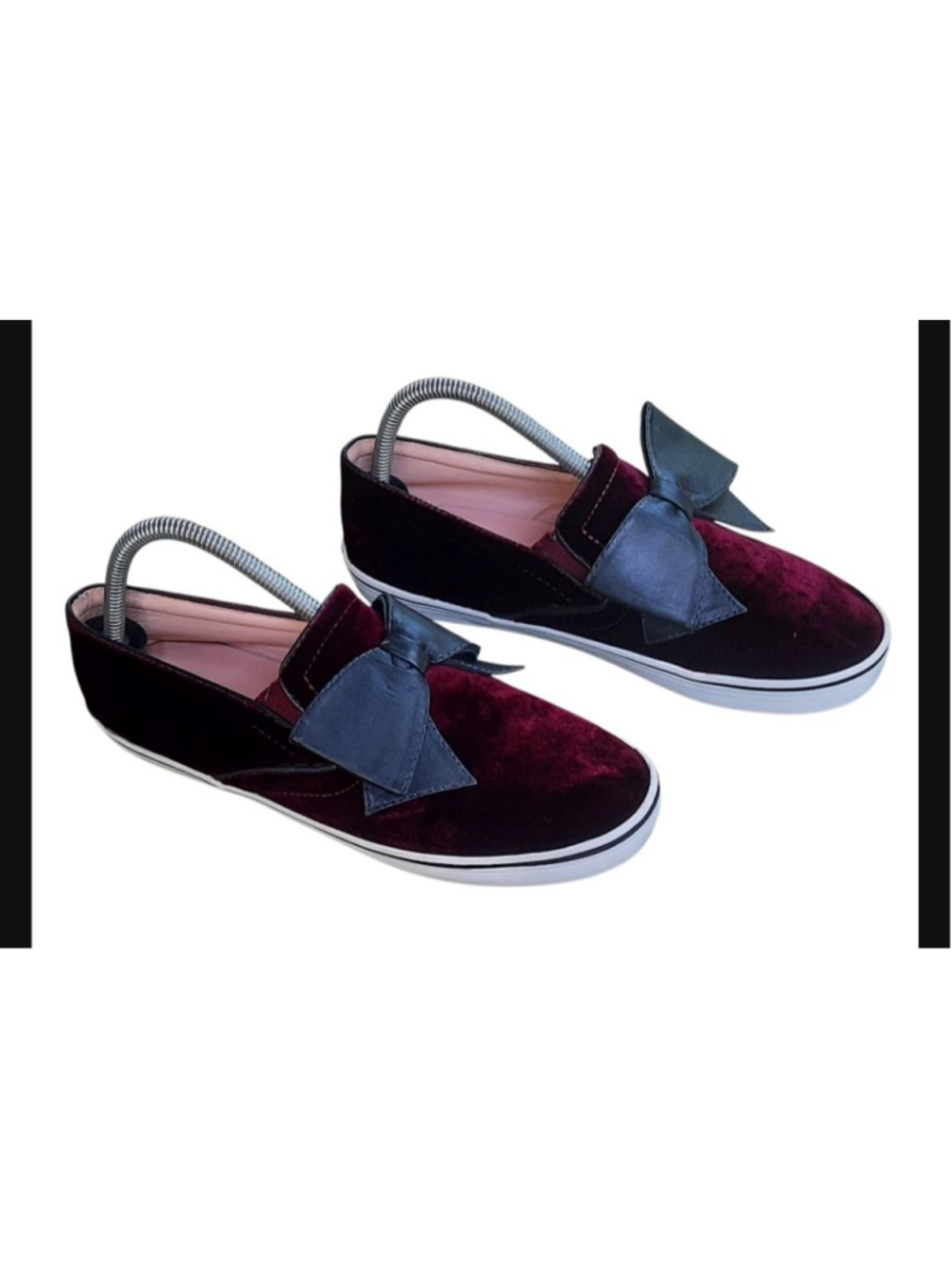 Kate Spade "Delise Too" Burgundy Velvet w/Black Bow Slip-On Sneakers Size 9B